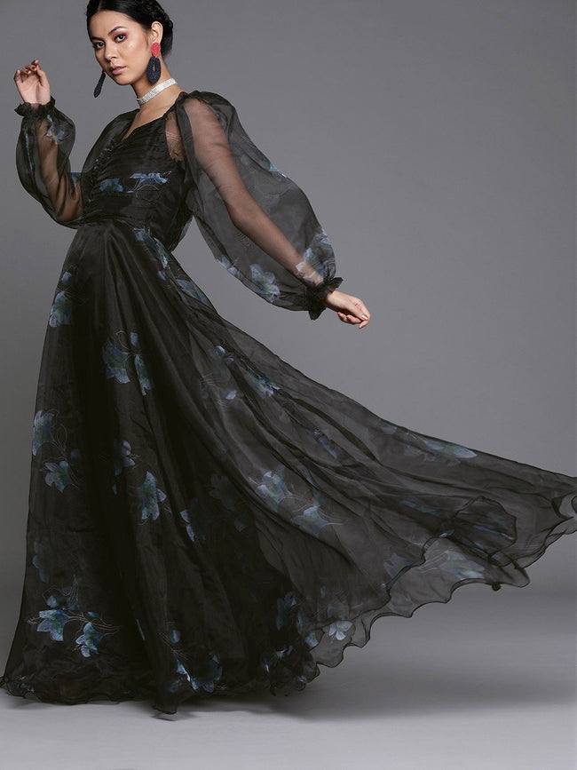 Irresistible Black Organza Partywear ...